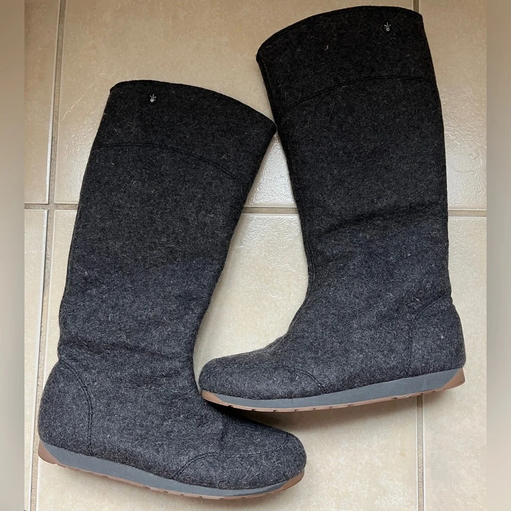 Emu Australia Hamilton Hi Gray Merino Wool Tall Boots W8 M7 - Picture 5 of 11